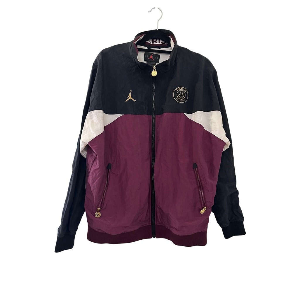 Jordan PSG Paris Saint-Germain Anthem Jacket Black Bordeaux White Mens Large
